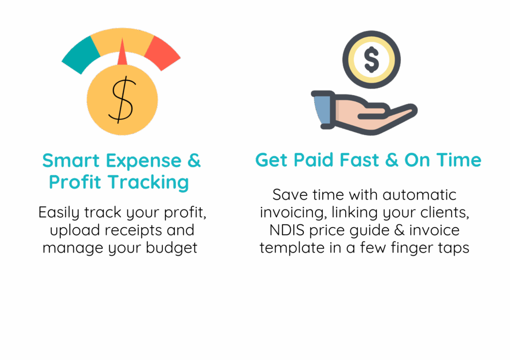 earni mobile invoicing app support workers NDIS invoicing & client management, expenses, tax time, profit budget management, clients calendar appointments app