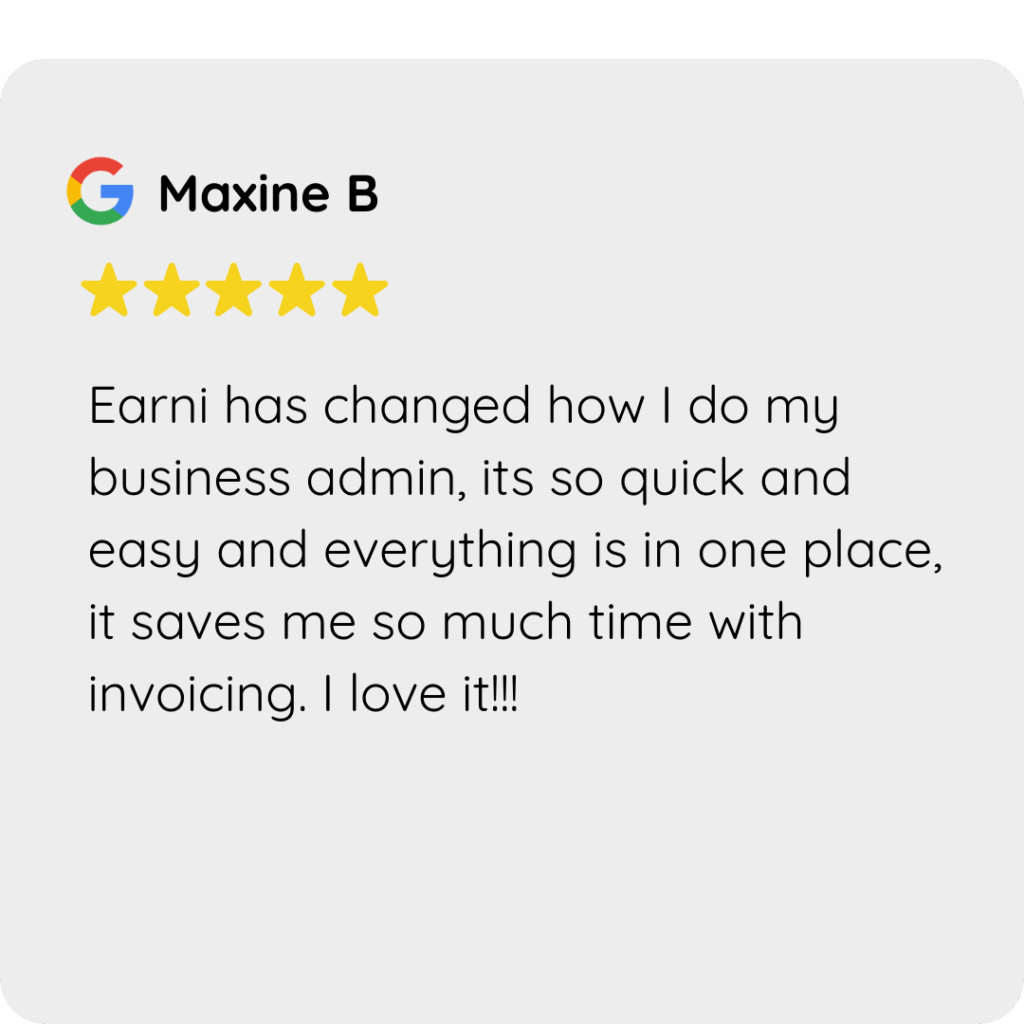 Google review Earni mobile app support worker provider NDIS disability support tax small business admin invoicing program