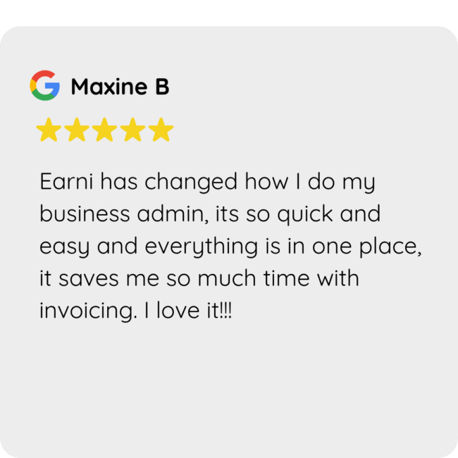 Google review Earni mobile app support worker provider NDIS disability support tax small business admin invoicing program