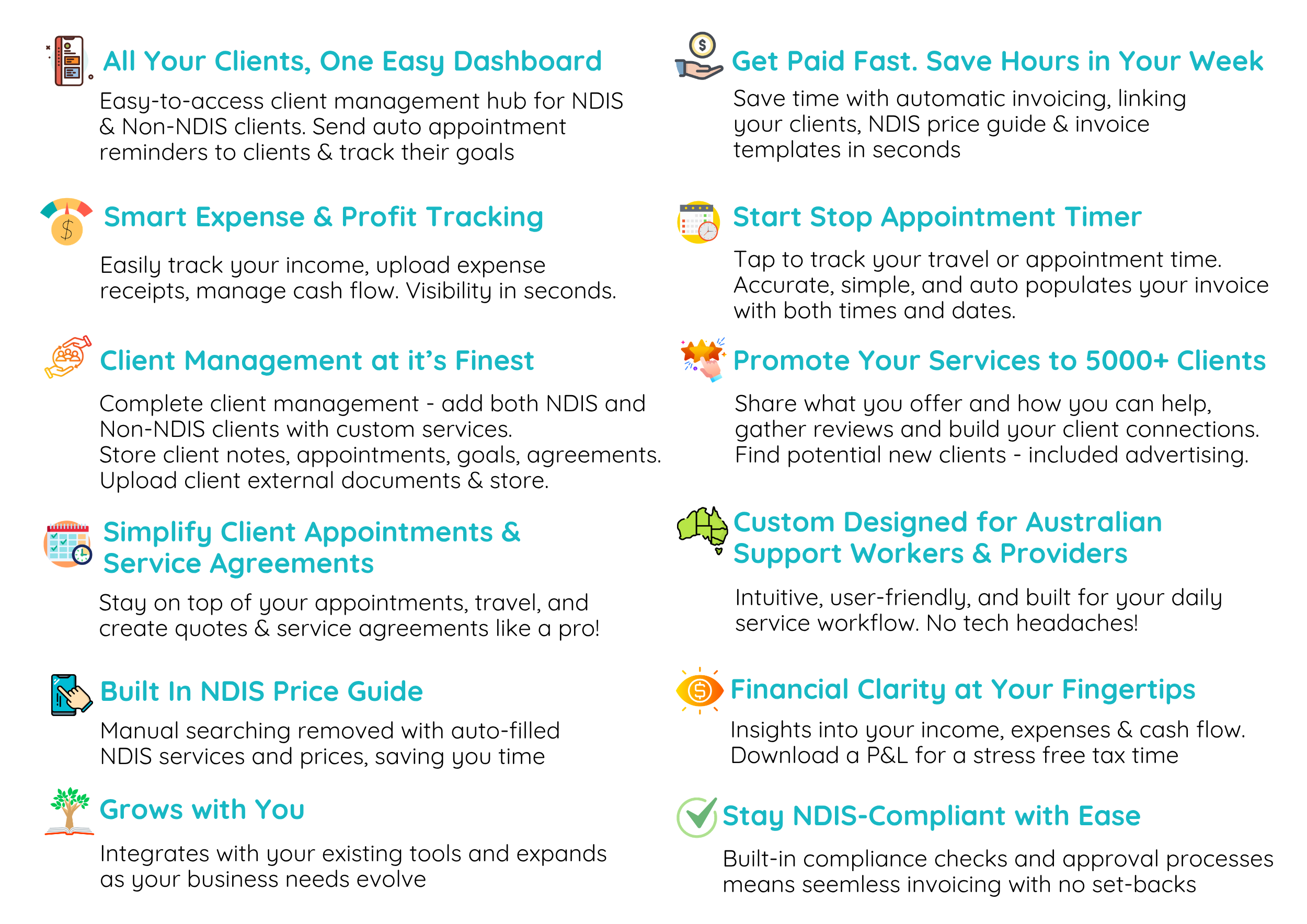 NDIS Support Workers, Health Providers aged care sole trader small business software accounts admin app